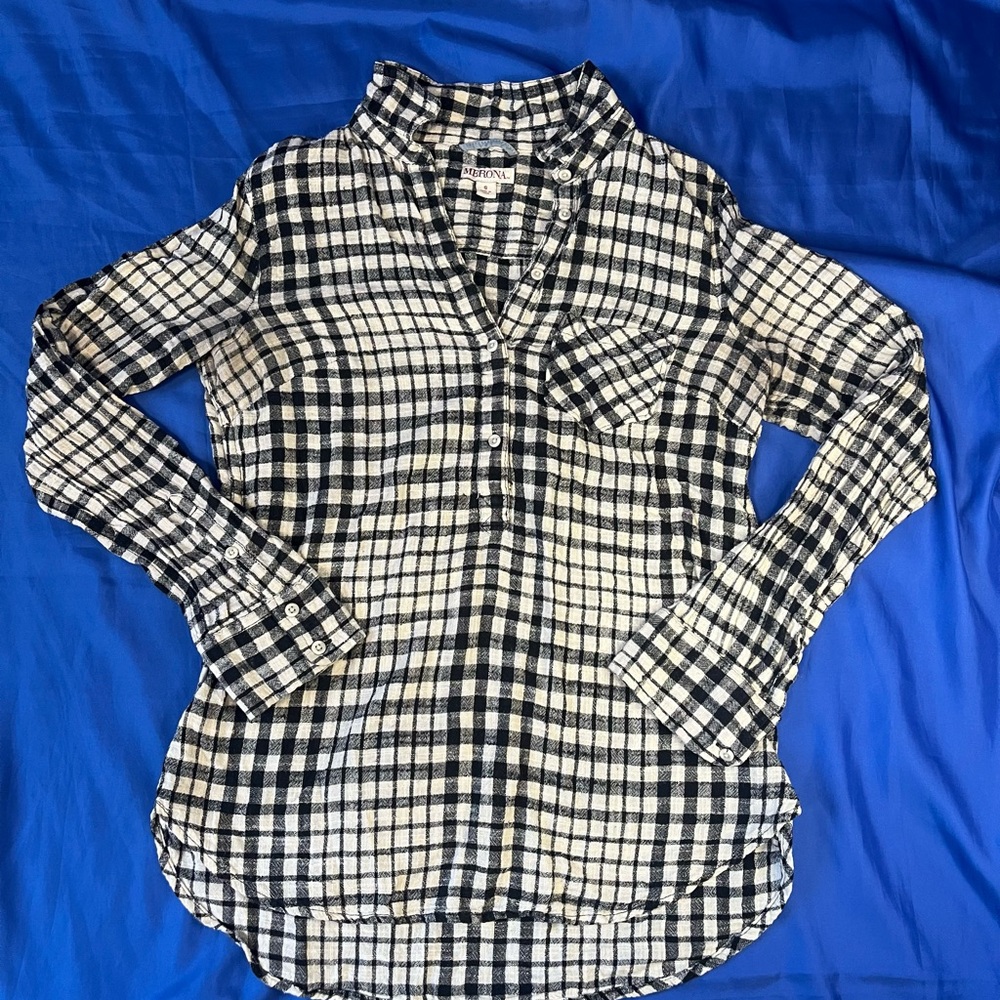 Merona Black and White Plaid Button-Down Shirt